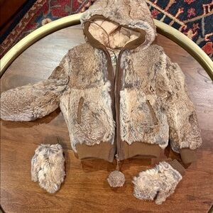 Cozy Faux Fur Hooded Jacket for Kids - Tan